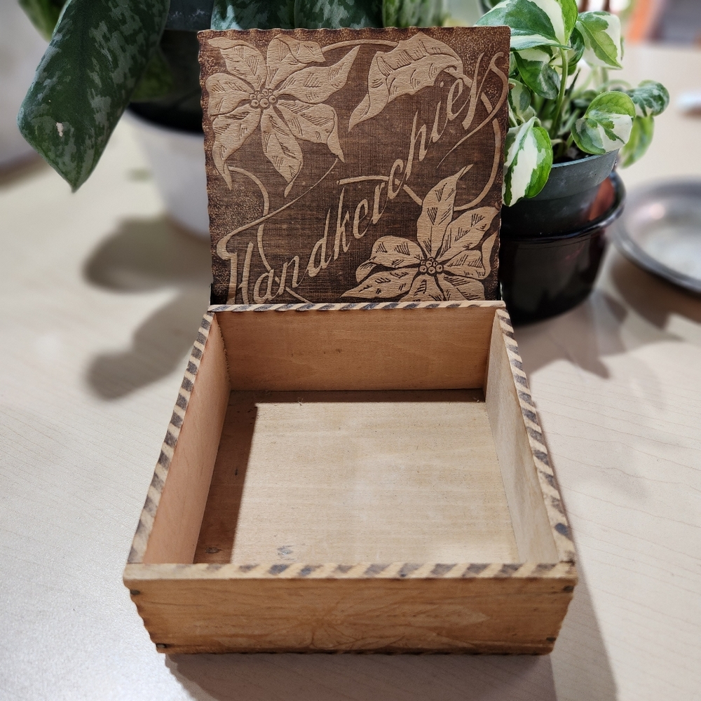 Ladies Pyrography Handkerchief Box